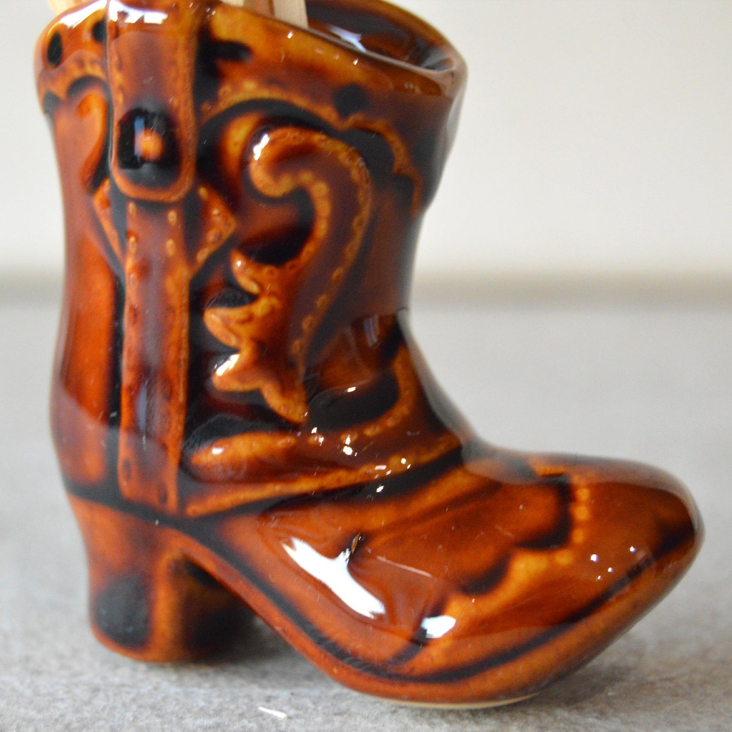 Ceramic Cowboy Boot with Matchsticks and Striker: Matchstick Holder
