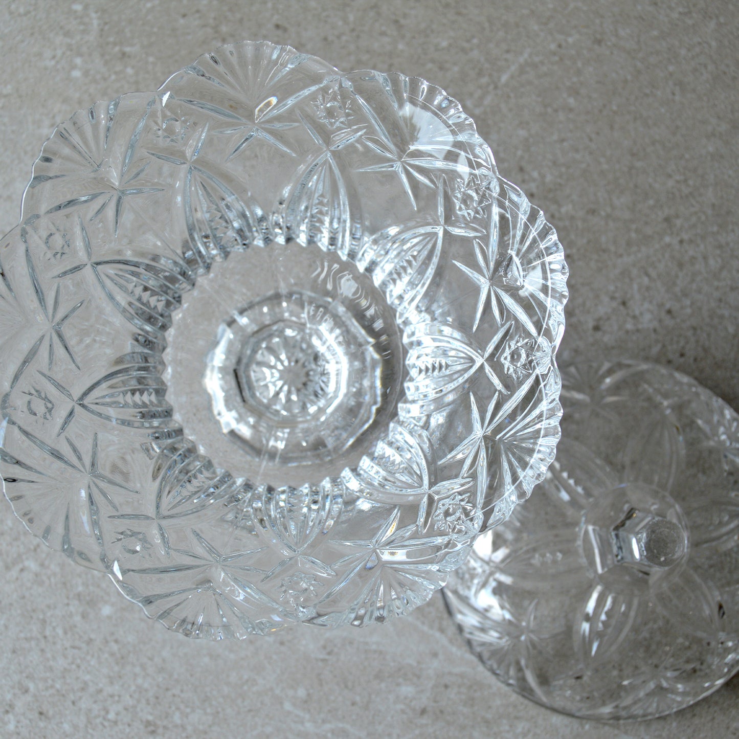Vintage JG Durand Clear Crystal Pedestal Candy Dish with Lid