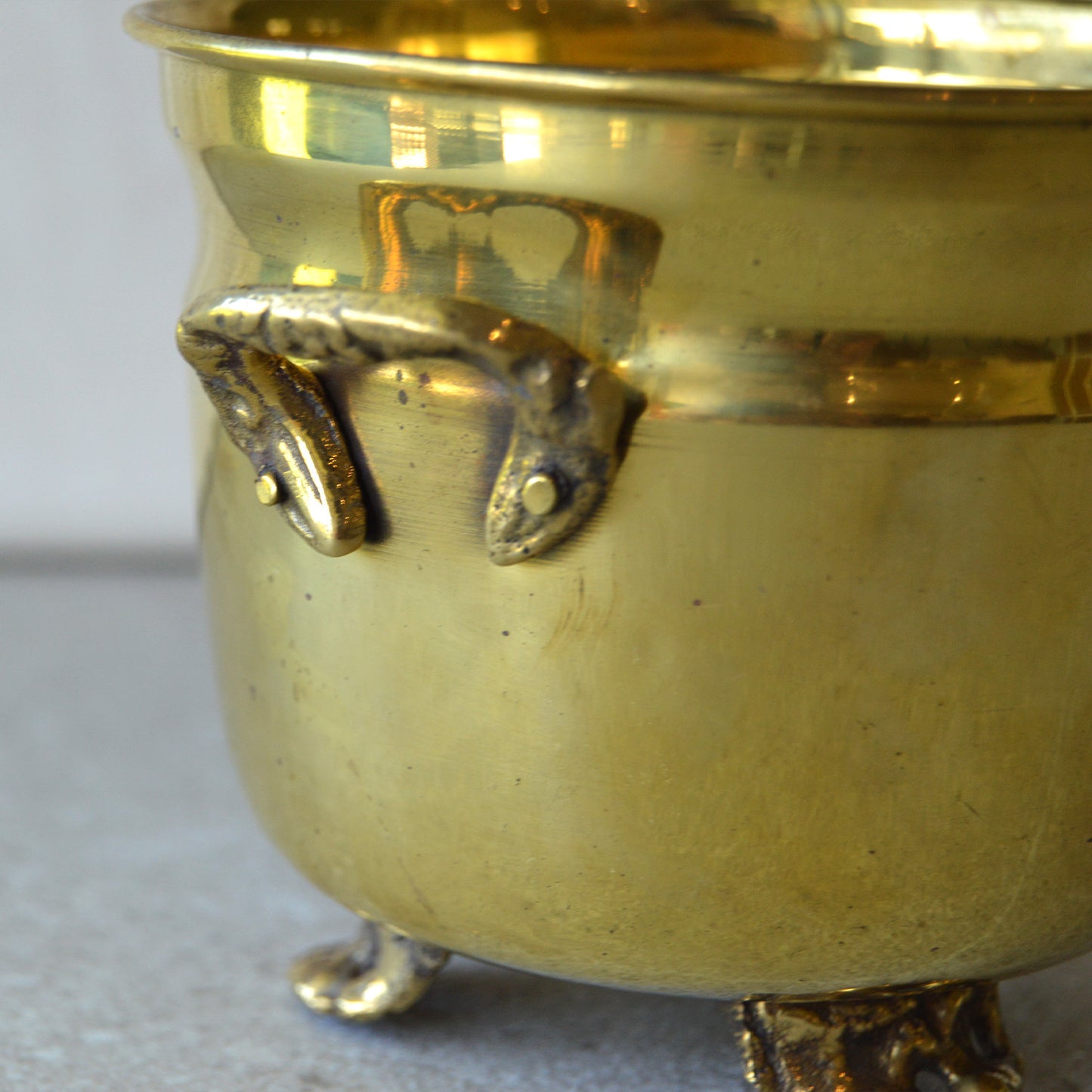 Vintage Medium Brass Calderon Kettle Pot with Handles