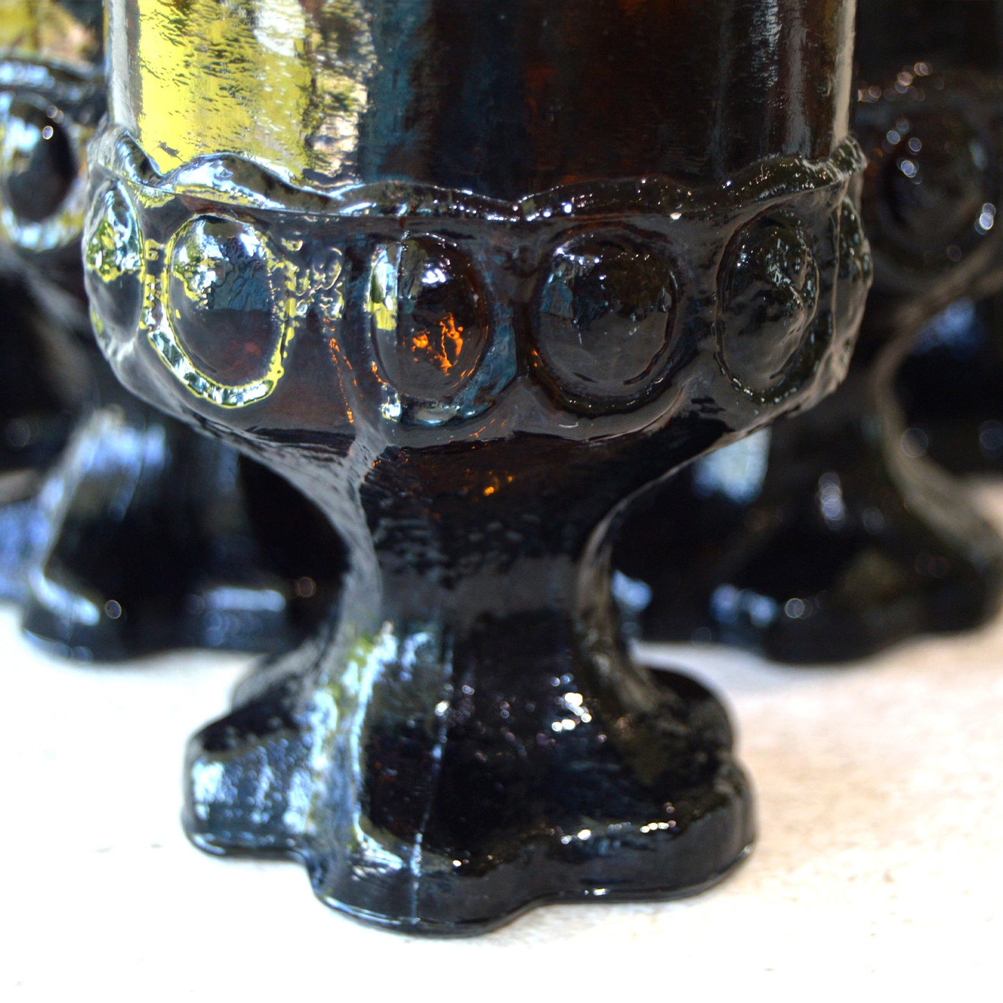 Vintage Dark Brown Smoke Madeira Goblets by Tiffin Fransciscan, set of 6 (1960s)