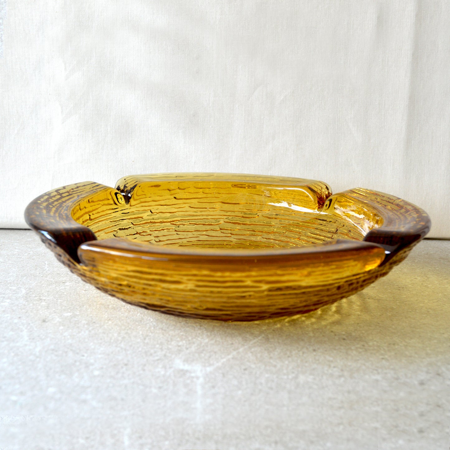 Vintage Anchor Hocking Soreno Amber Glass Ashtray / Catchall (1960s)