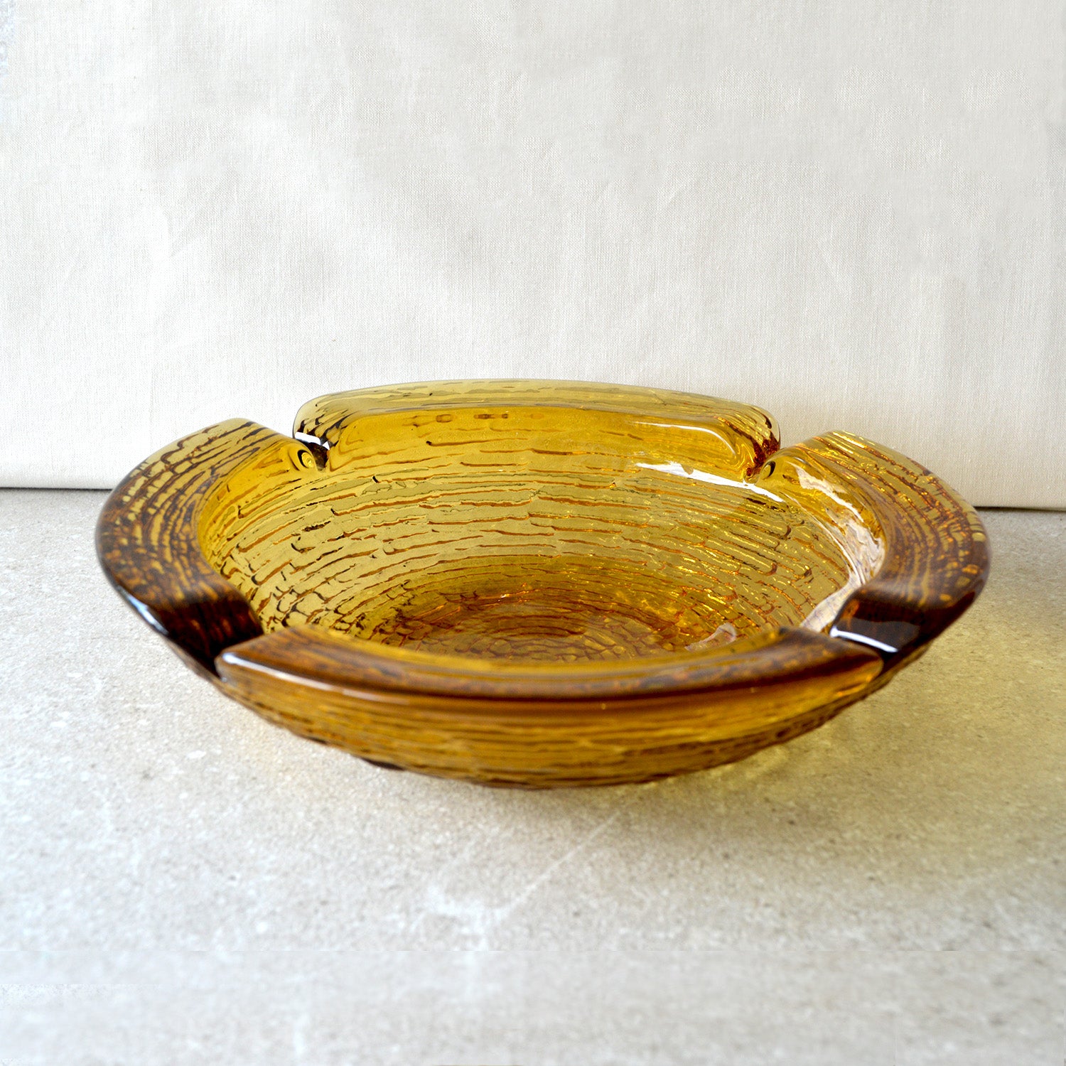Vintage Anchor Hocking Soreno Amber Glass Ashtray / Catchall