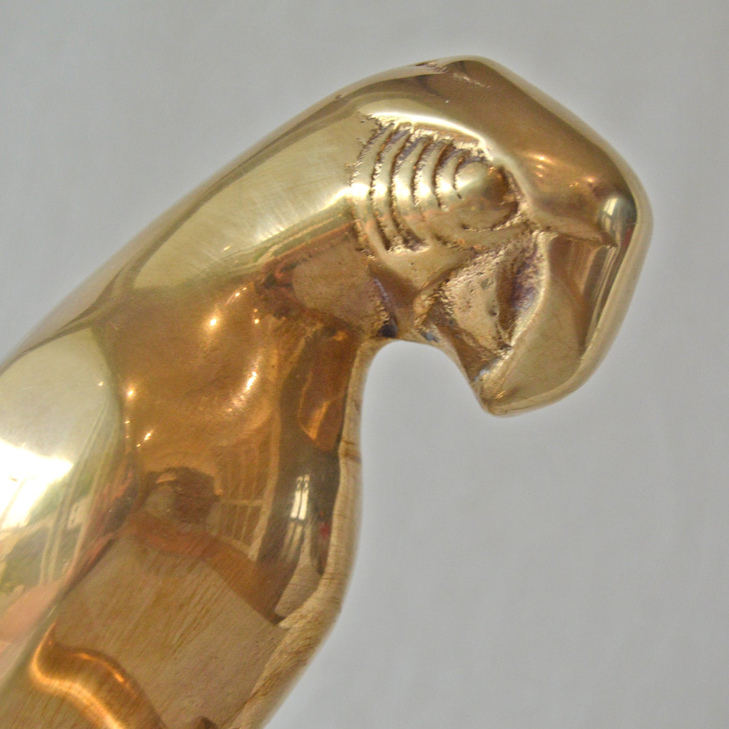 Vintage Solid Brass Parrot on Perch Statue (1970s)