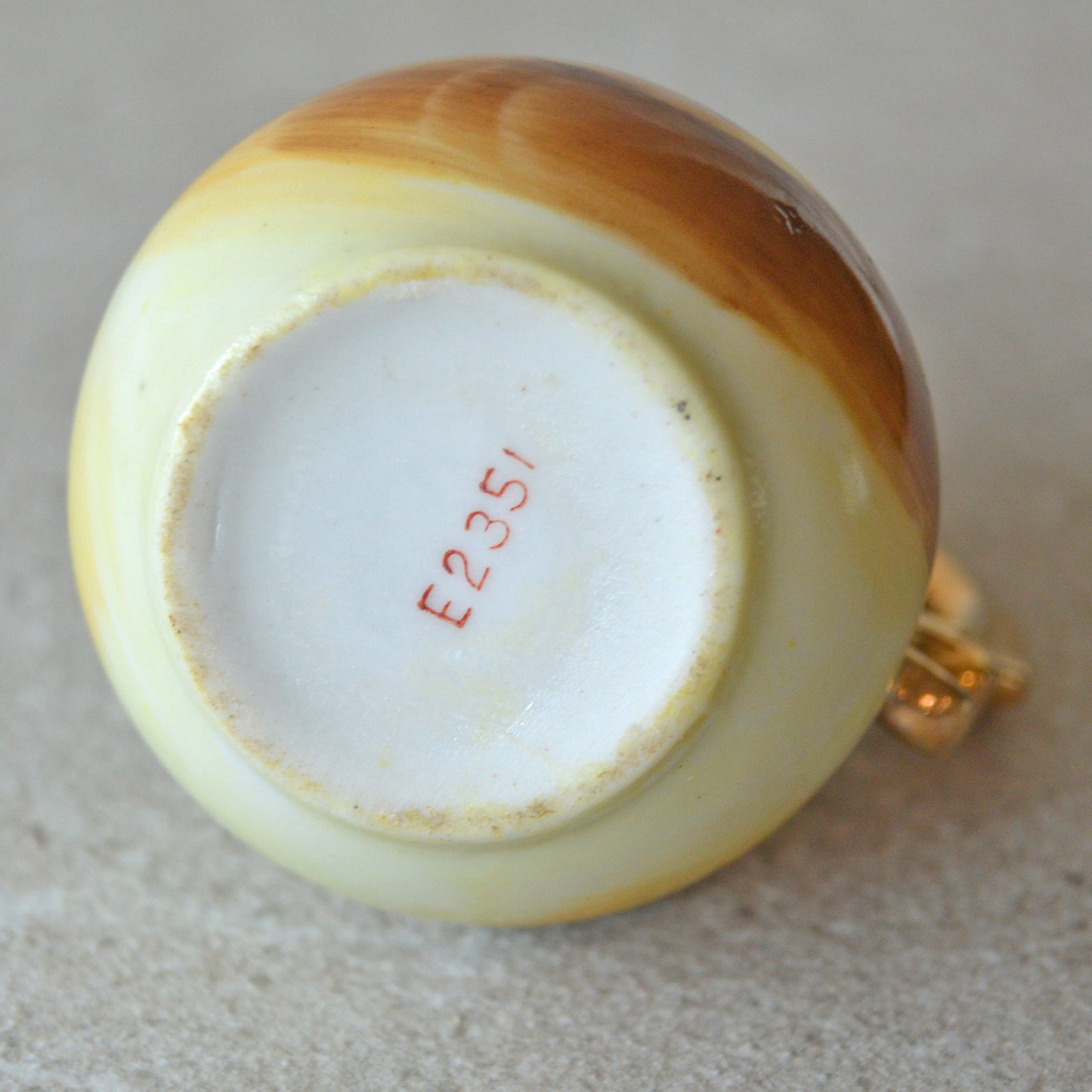Vintage Enesco Mini Porcelain Pitcher Hand Painted Fruit Gold Trimmed Matchsticks and Striker: Matchstick Holder