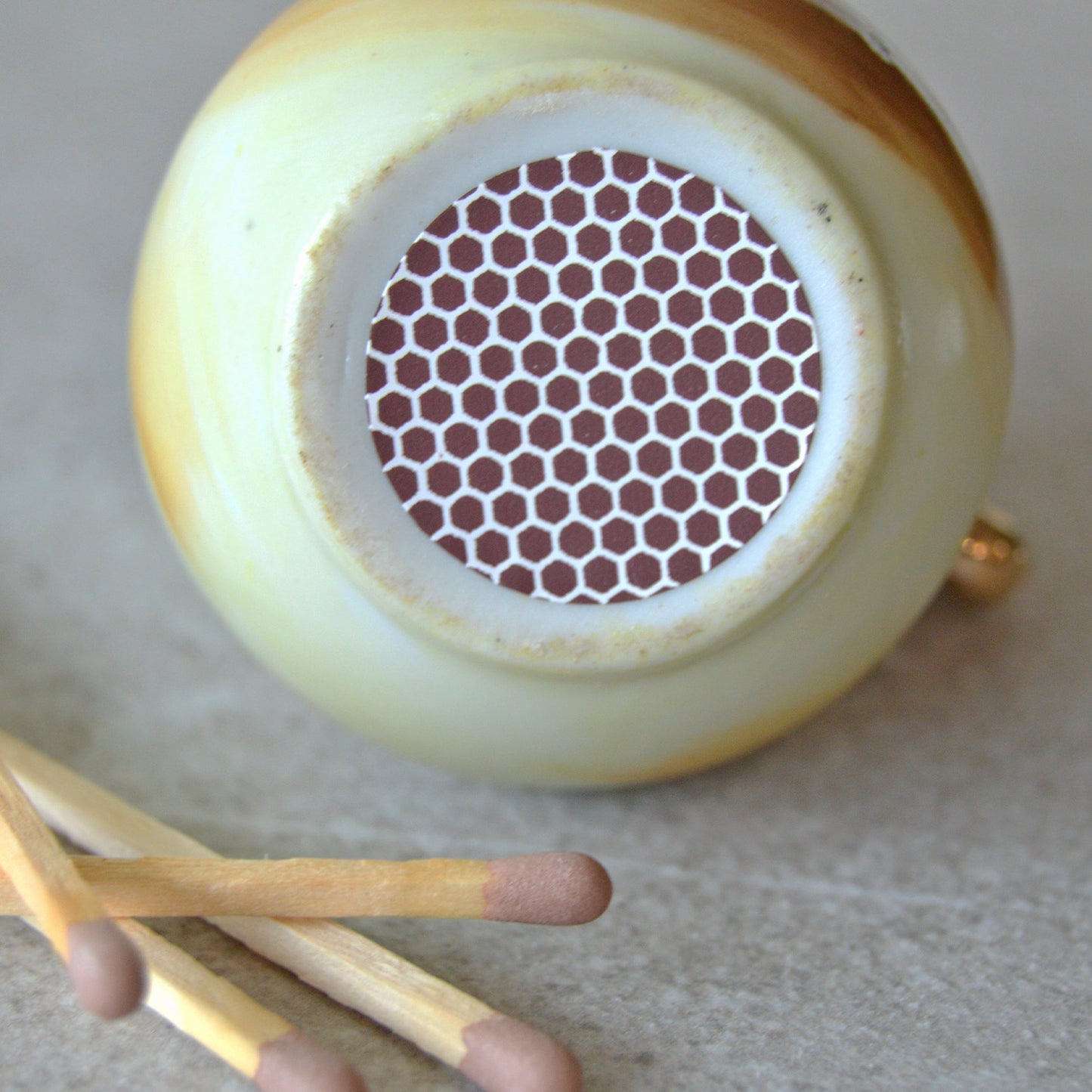 Vintage Enesco Mini Porcelain Pitcher Hand Painted Fruit Gold Trimmed Matchsticks and Striker: Matchstick Holder