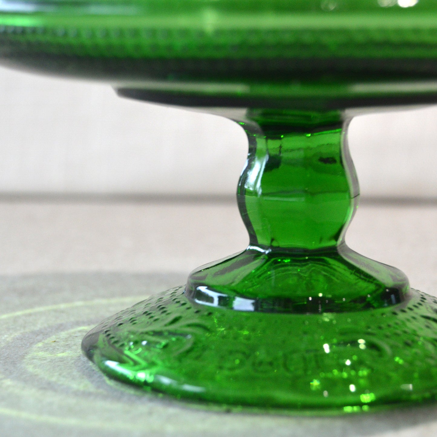 Vintage Green E O Brody Co Pressed Glass Pedestal Bowl (1960s)
