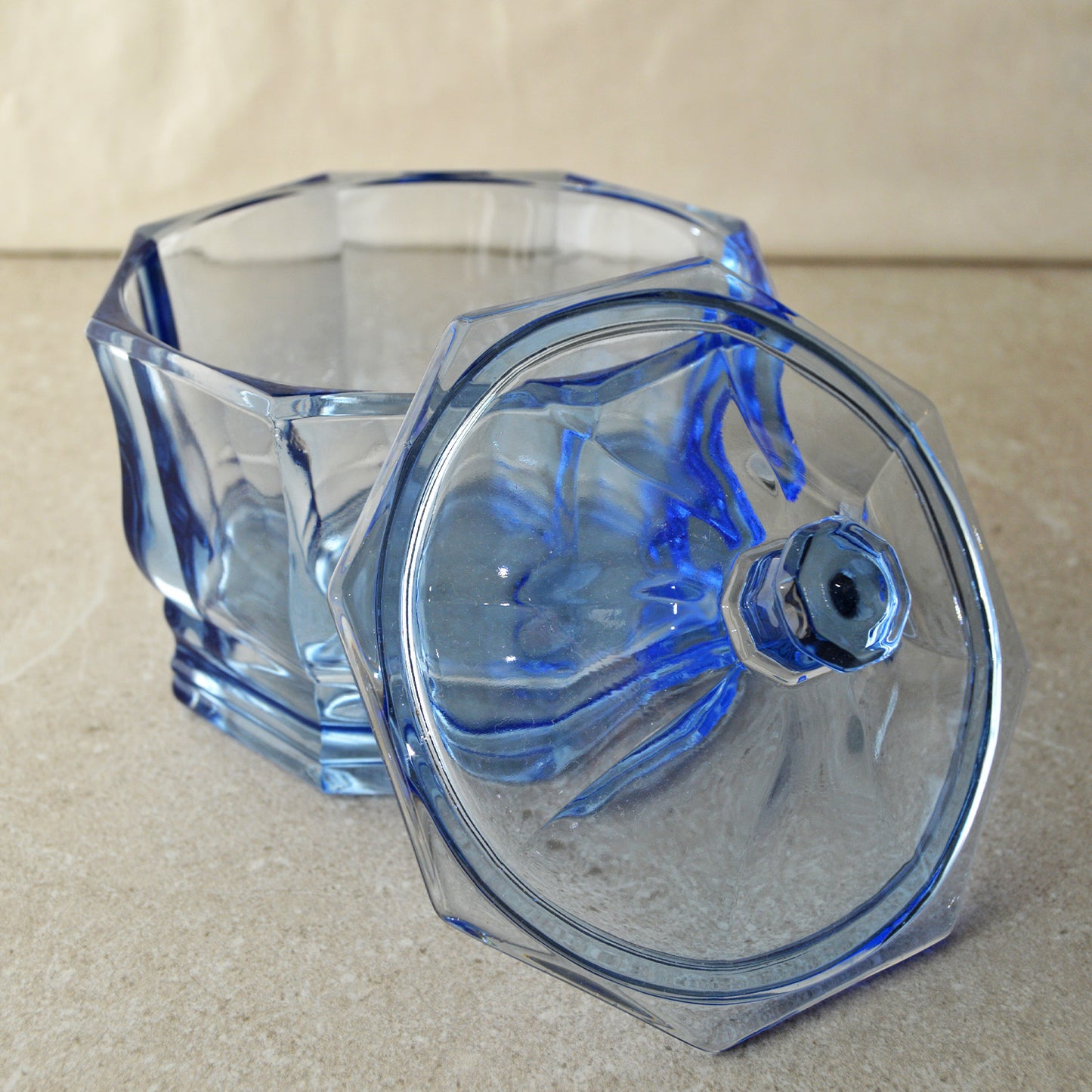 Vintage Indiana Glass Concord Blue Candy Dish with Lid