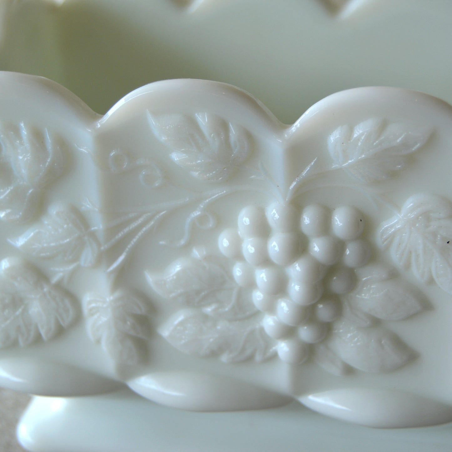 Vintage Westmoreland Milk Glass Rectangular Grapes & Ivy Planter (1950s)