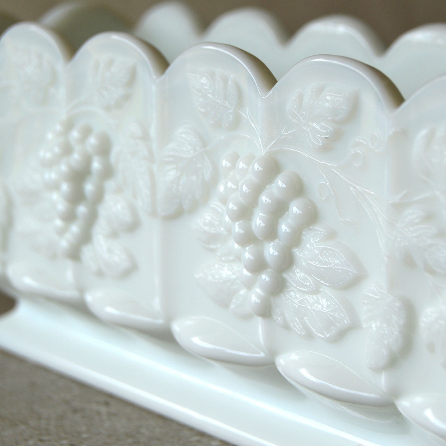 Vintage Westmoreland Milk Glass Rectangular Grapes & Ivy Planter (1950s)