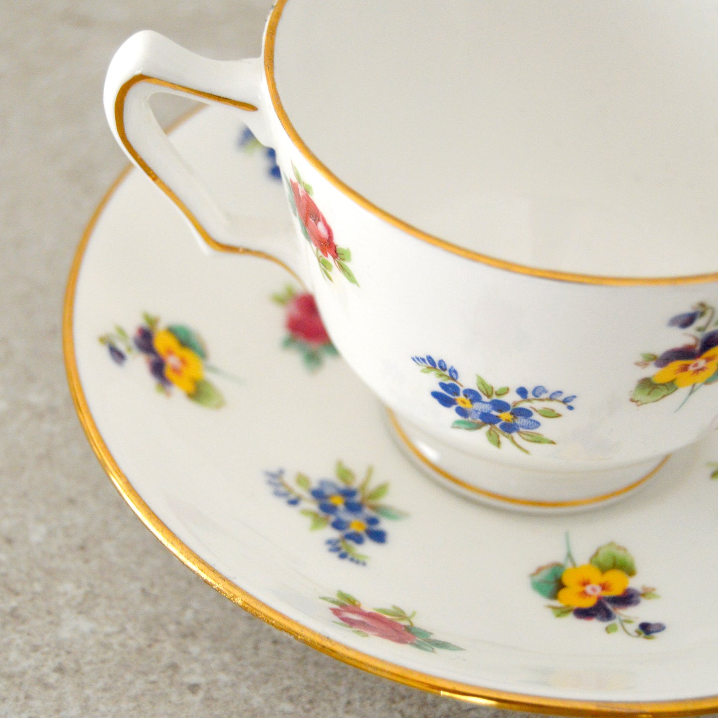 Vintage Floral Royal Victoria Teacup with Saucer (1980s)