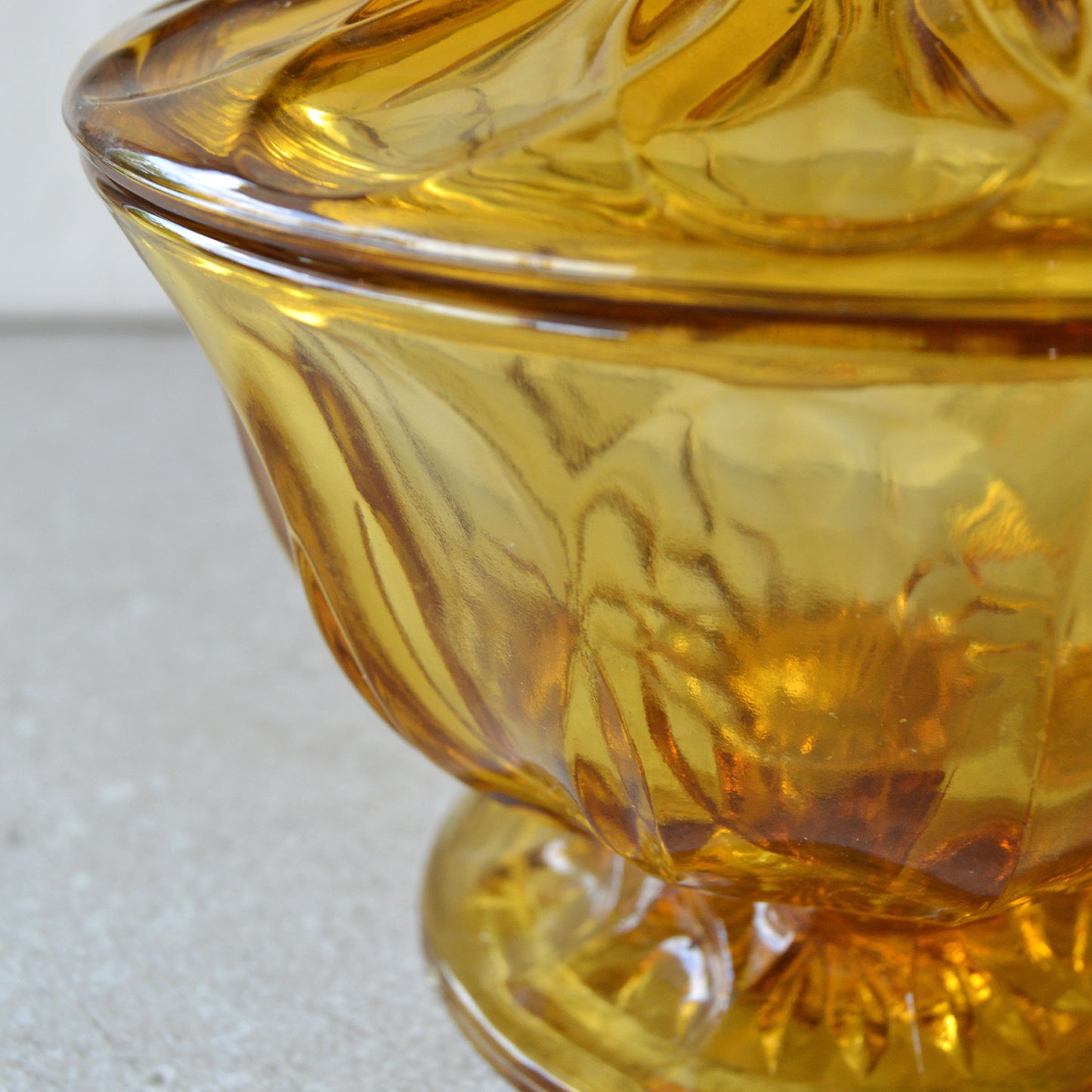 Vintage Anchor Hocking Amber Glass Candy Dish with Lid (1960s)