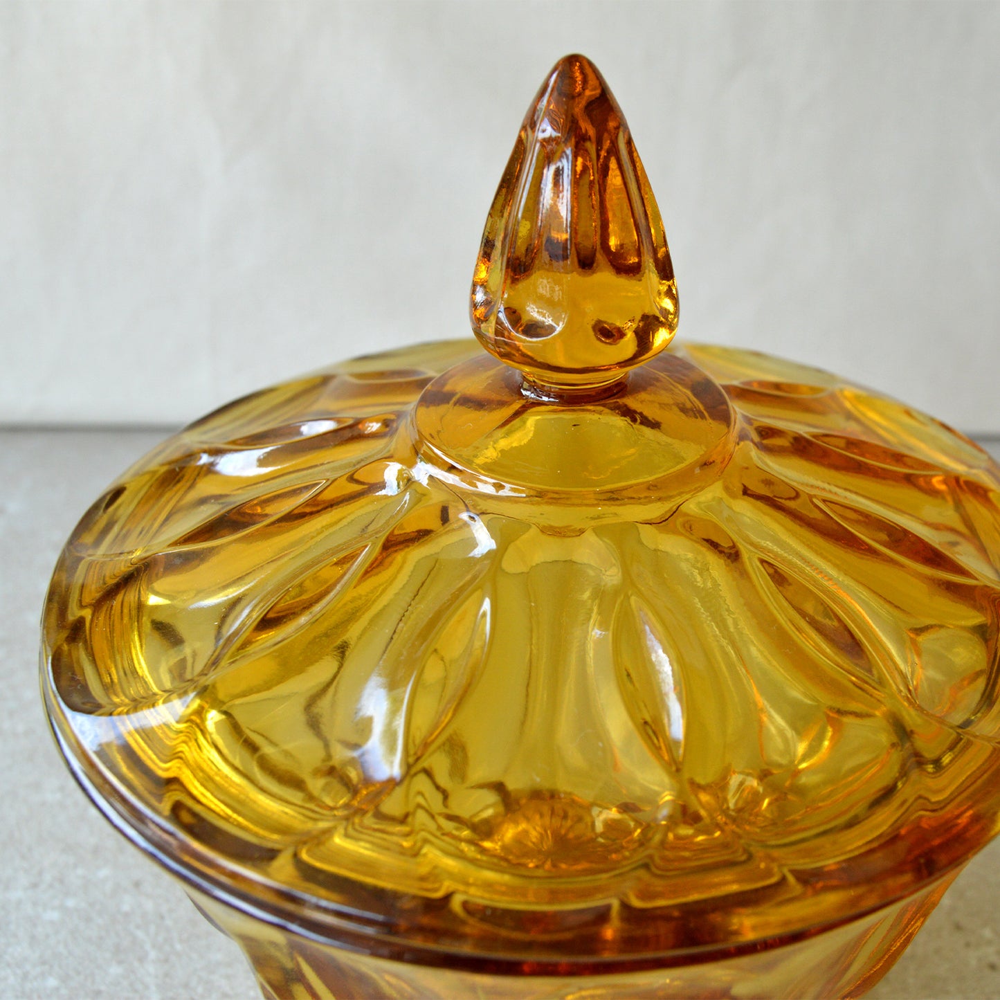 Vintage Anchor Hocking Amber Glass Candy Dish with Lid (1960s)