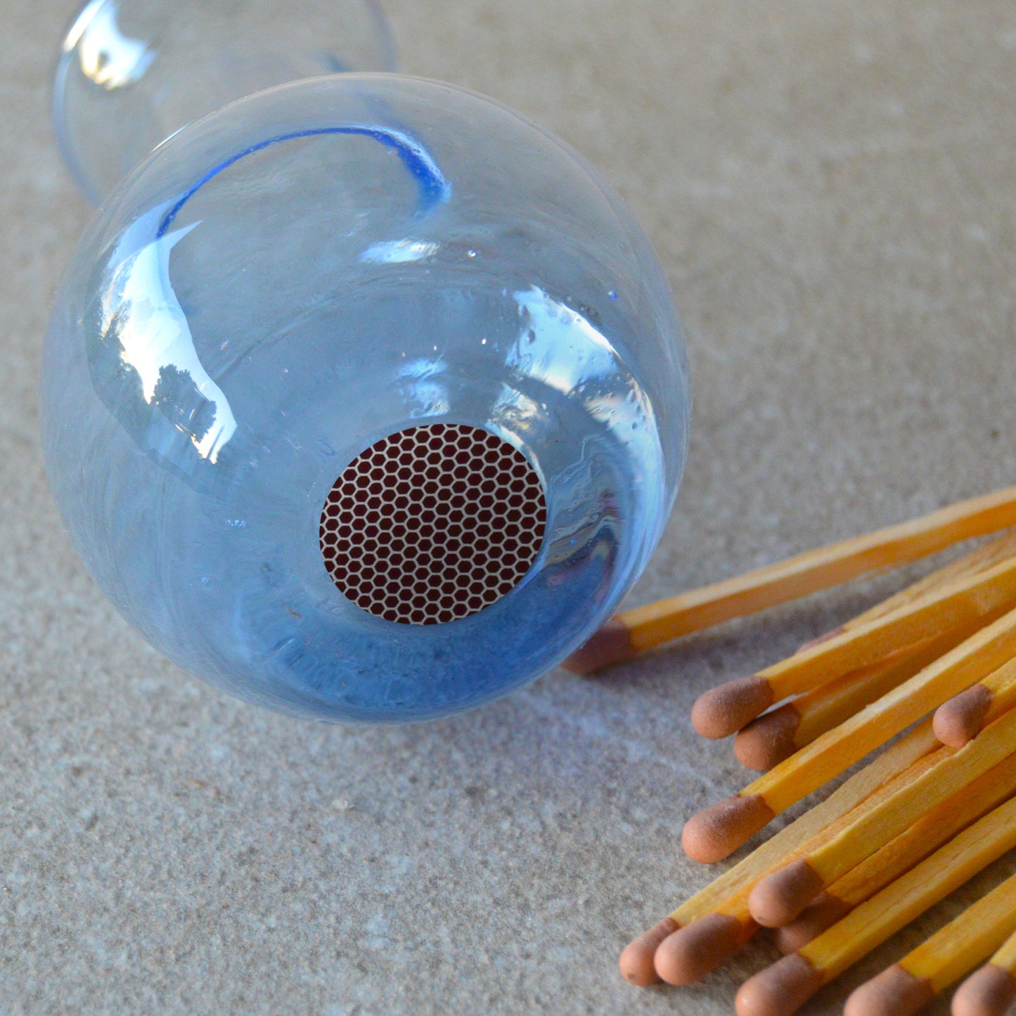 Ocean Glass with Matchsticks and Striker: Matchstick Holder