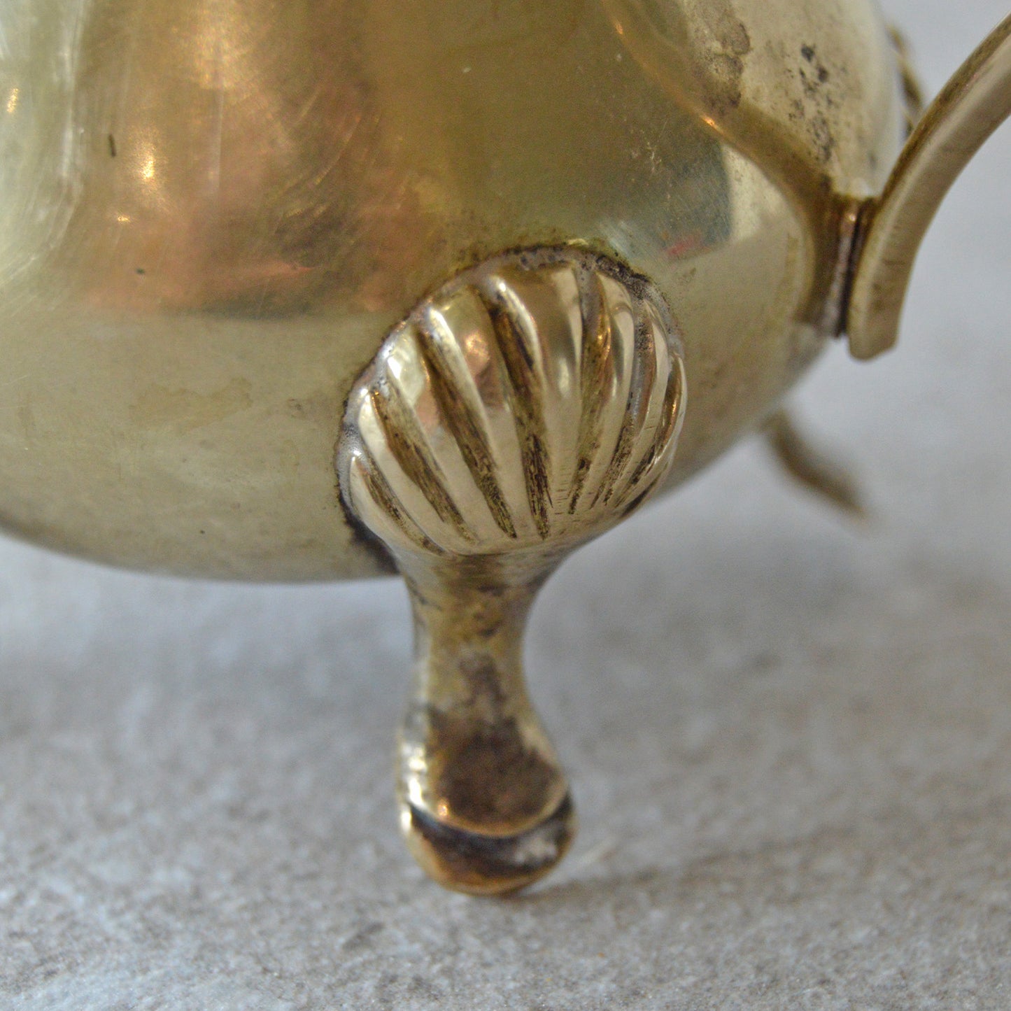 Brass Footed Creamer Matchsticks and Striker: Matchstick Holder