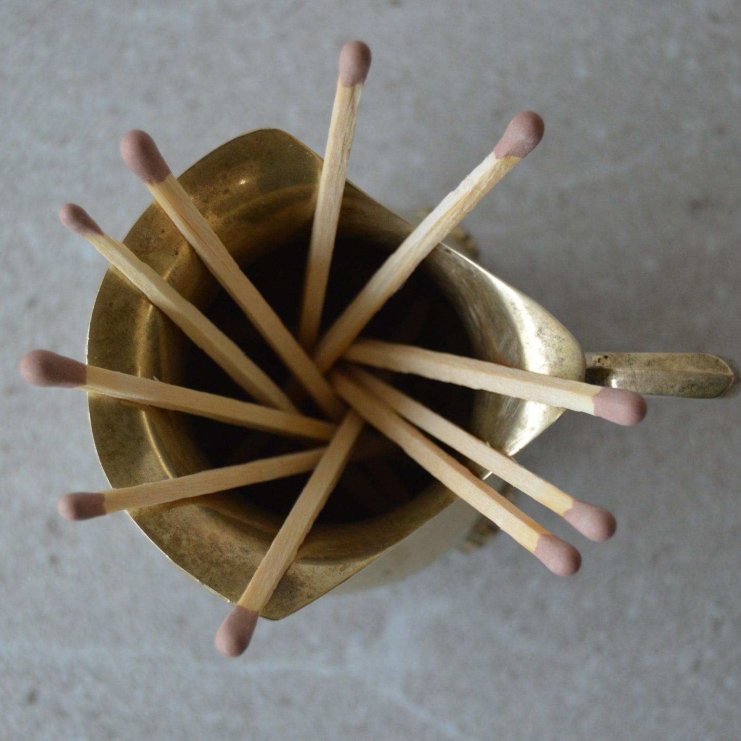 Brass Footed Creamer Matchsticks and Striker: Matchstick Holder