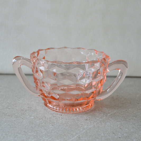 Vintage Fostoria Depression Glass Pink Sugar Double Handled Bowl (1930s)