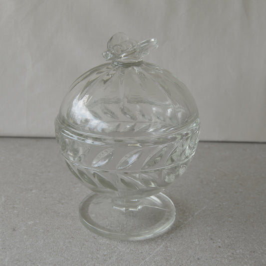 Vintage Glass Honey Bee Candy Dish with Lid