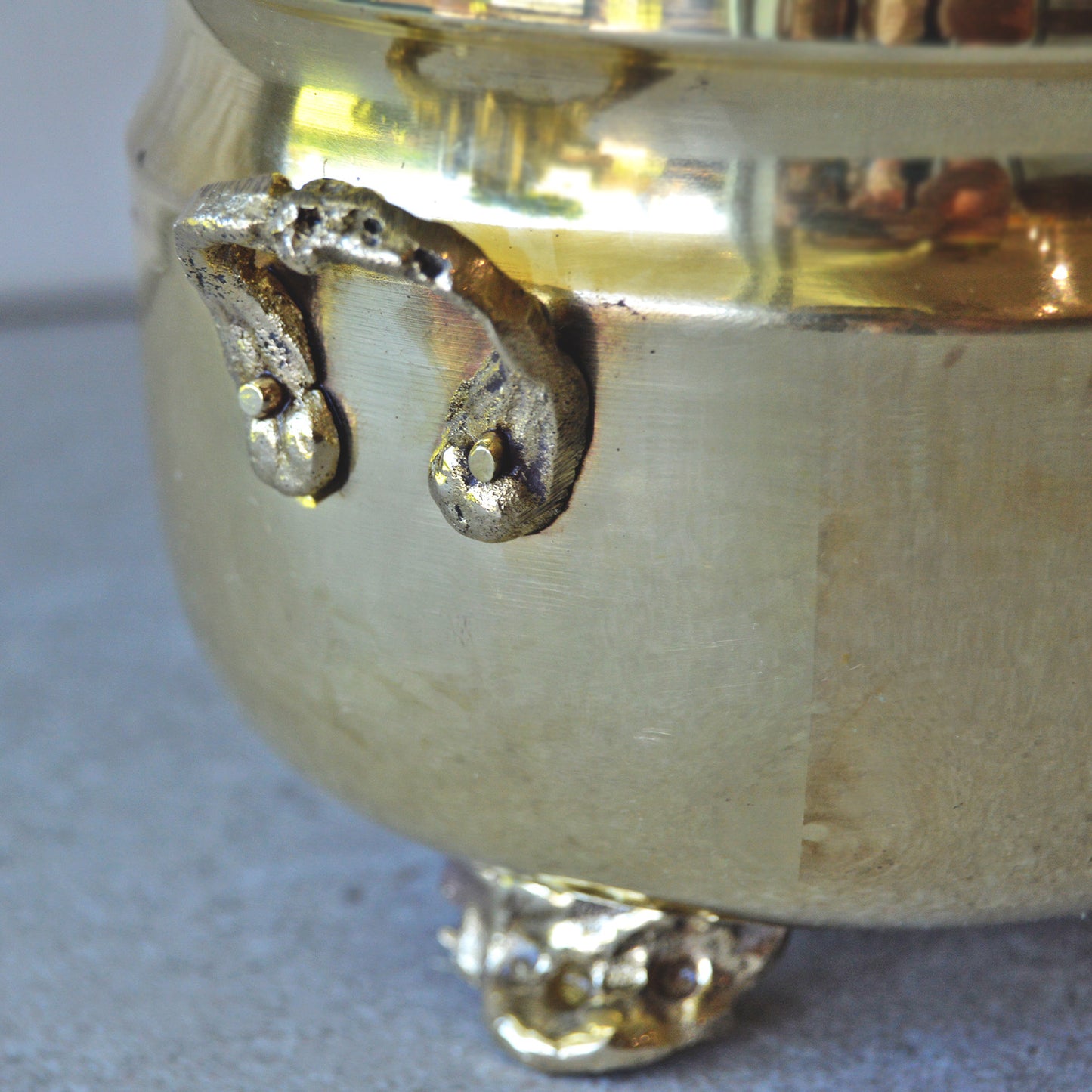Vintage Large Brass Calderon Kettle Pot with Handles