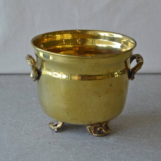 Vintage Medium Brass Calderon Kettle Pot with Handles