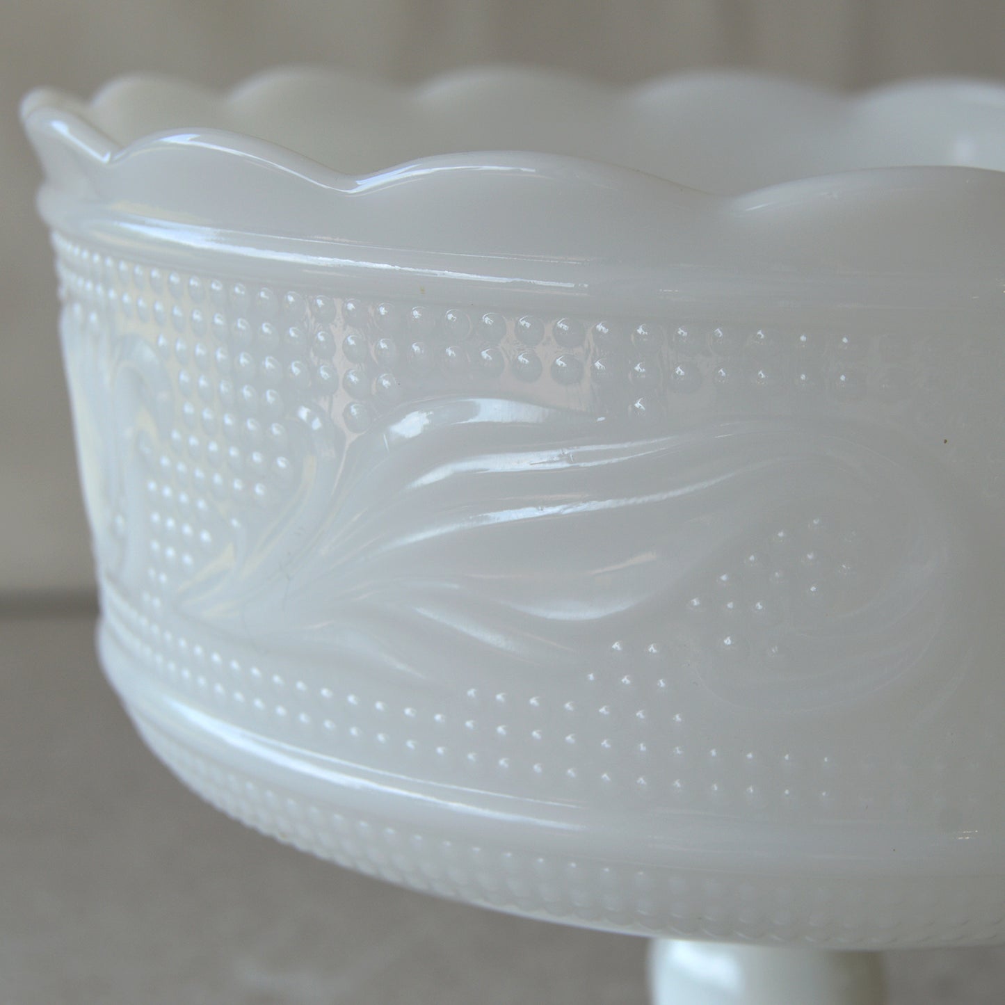 Vintage Milk Glass E.O. Brody Pedestal Bowl (1960s)