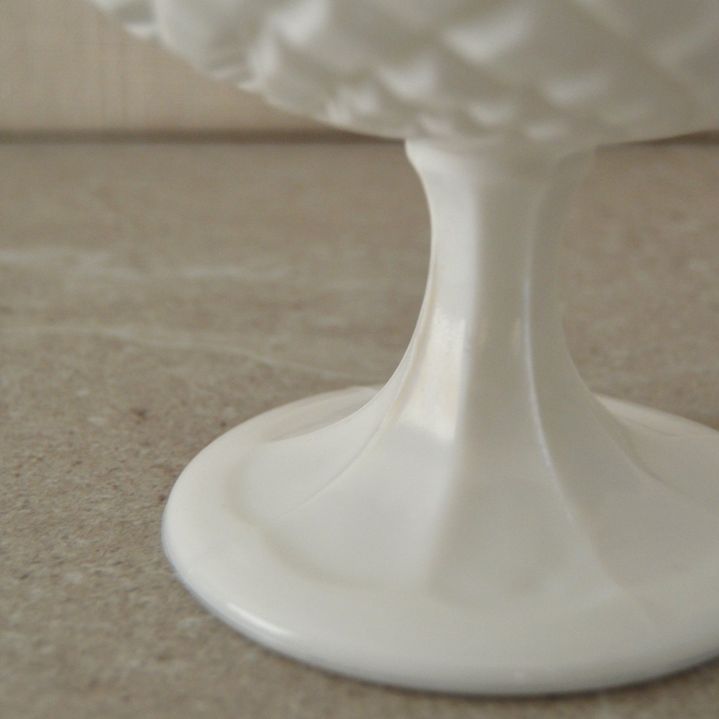 Vintage Scalloped Edge Milk Glass Footed Serving Dish with Waffle Pattern (1960s)