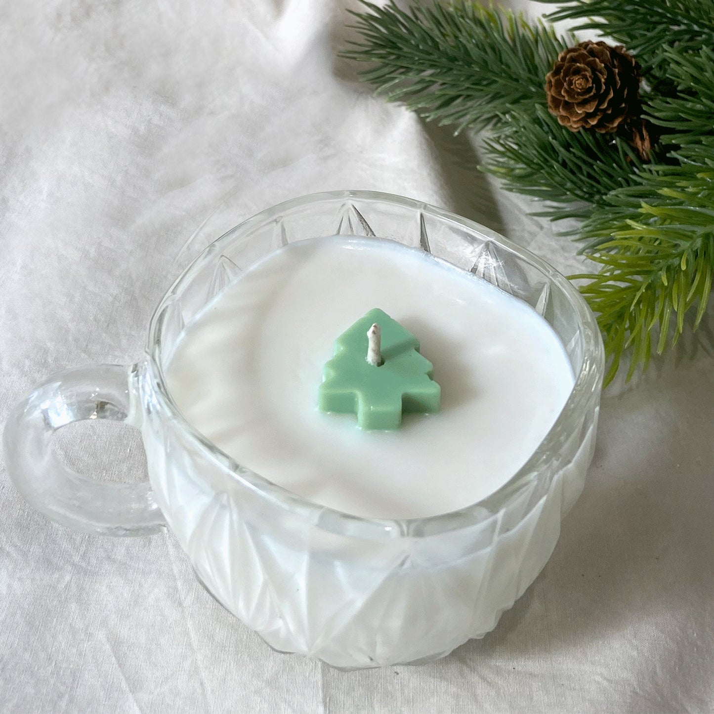 Clear Teacup Christmas Tree Candle