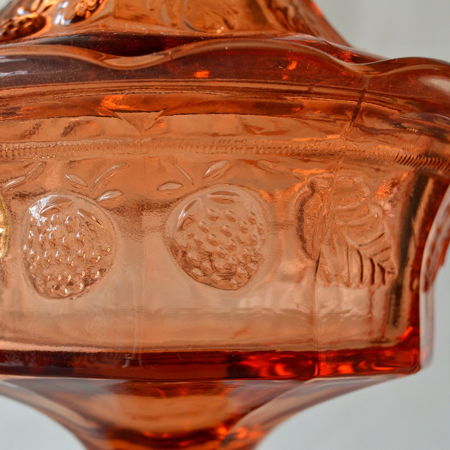 Vintage Tiara Indiana Glass Strawberry Pink Candy Dish with Lid (1970s)