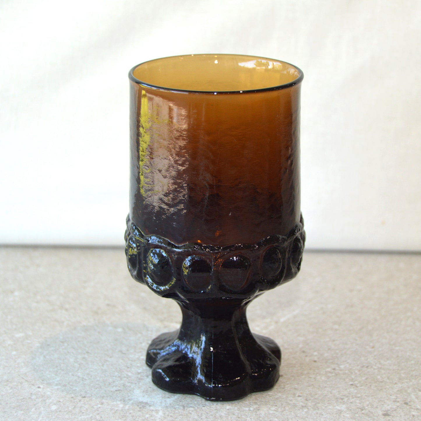 Vintage Dark Brown Smoke Madeira Goblets by Tiffin Fransciscan, set of 6 (1960s)