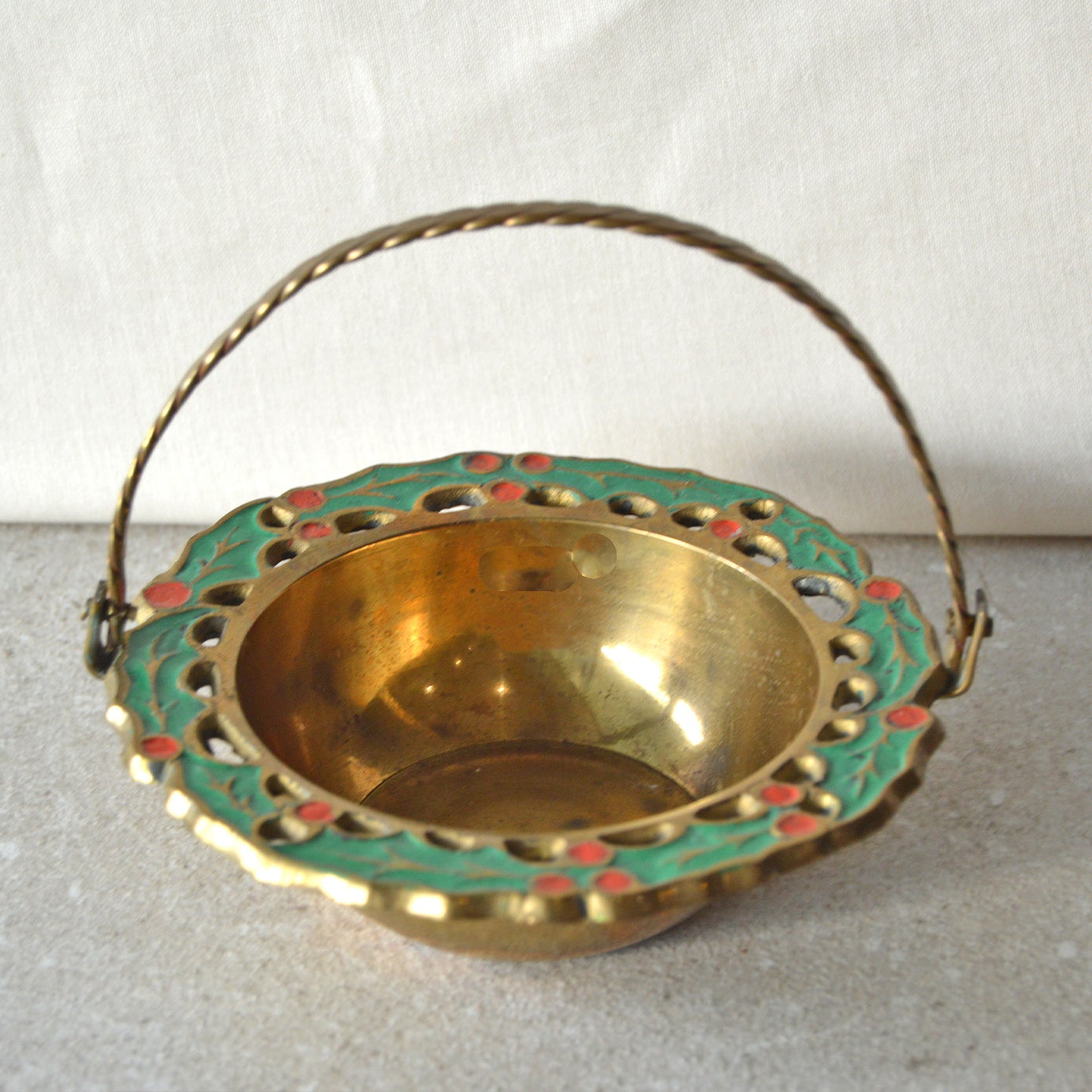 Vintage Brass Scalloped  Christmas Trinket Dish