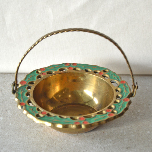 Vintage Brass Scalloped  Christmas Trinket Dish