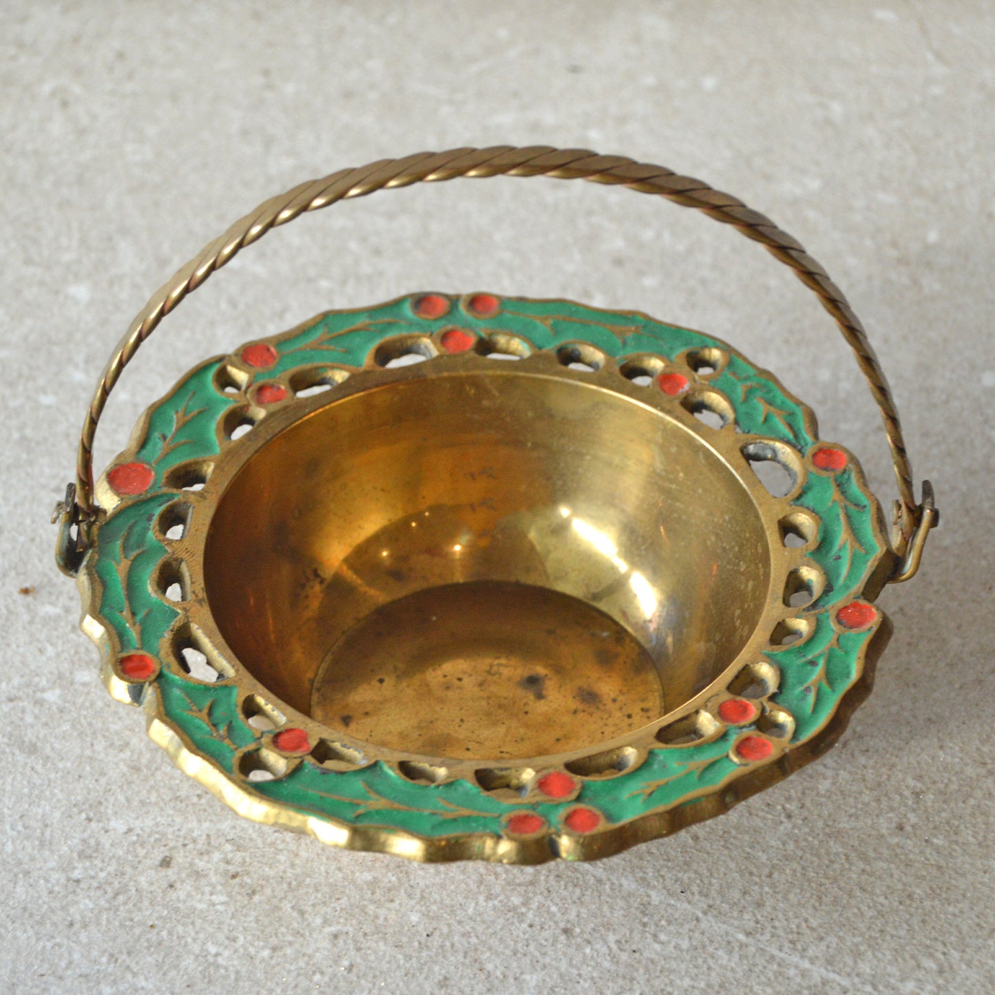 Vintage Brass Scalloped  Christmas Trinket Dish
