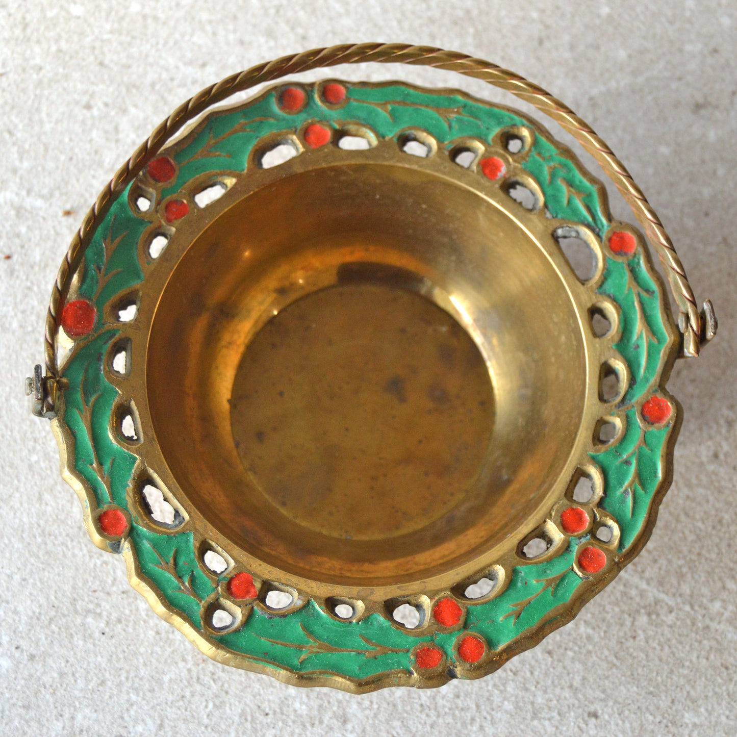 Vintage Brass Scalloped  Christmas Trinket Dish