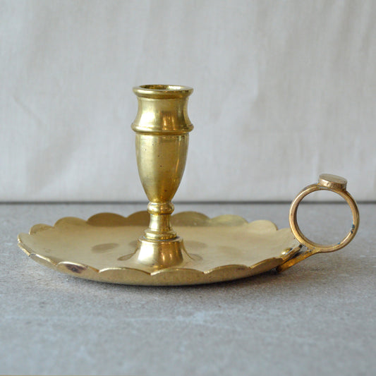 Vintage Brass Scalloped Chamberstick