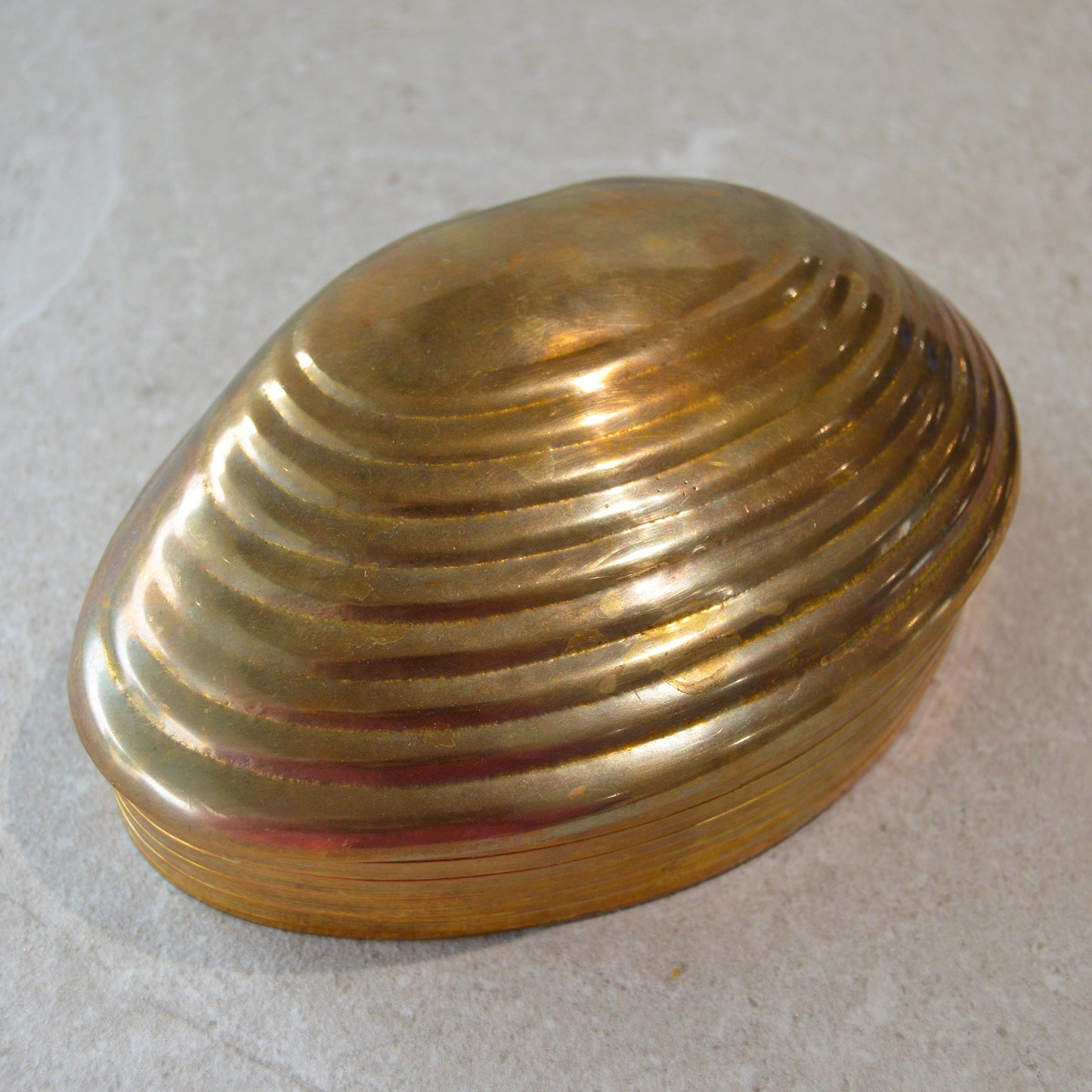 Vintage Brass Seashell Oyster Hinged Trinket Box