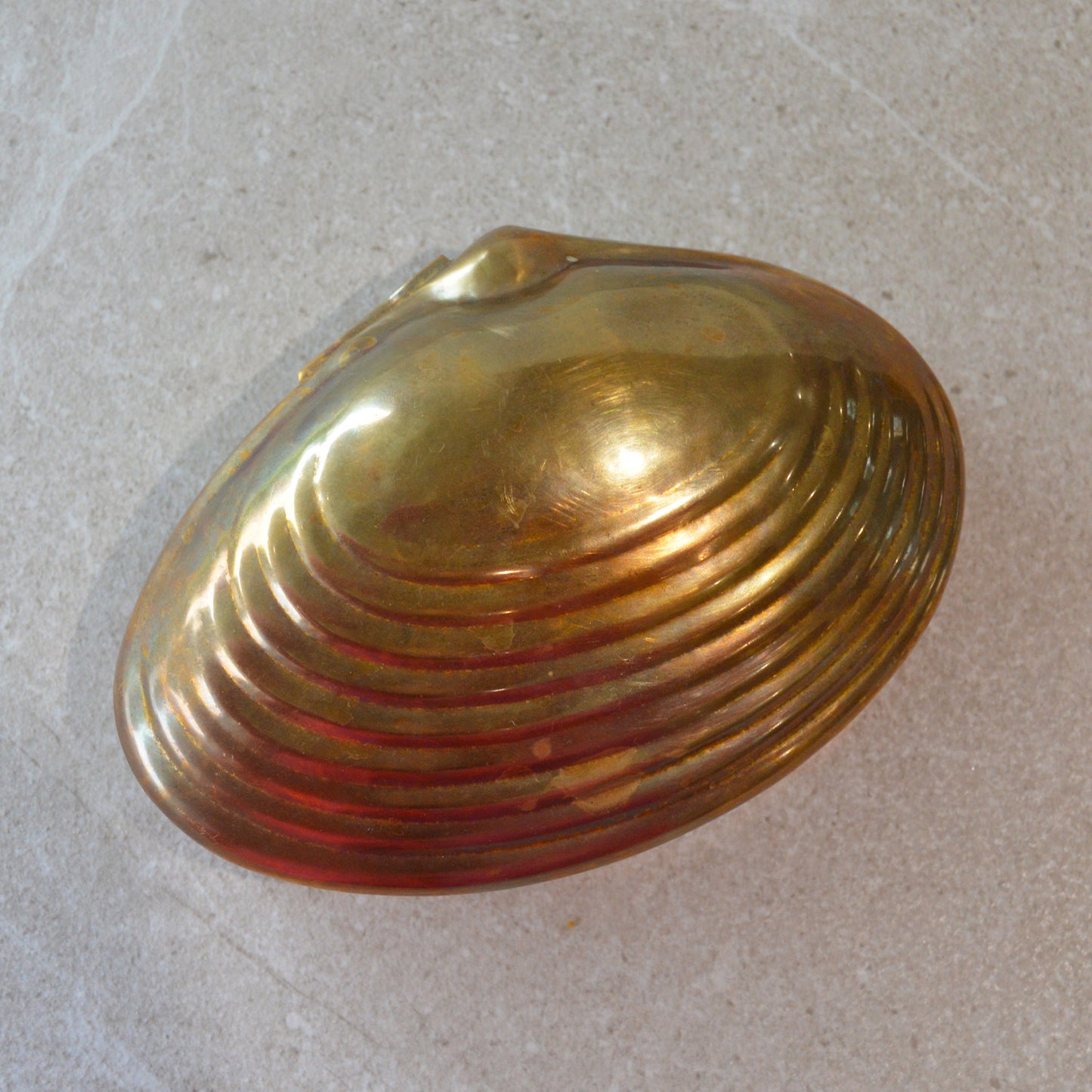 Vintage Brass Seashell Oyster Hinged Trinket Box
