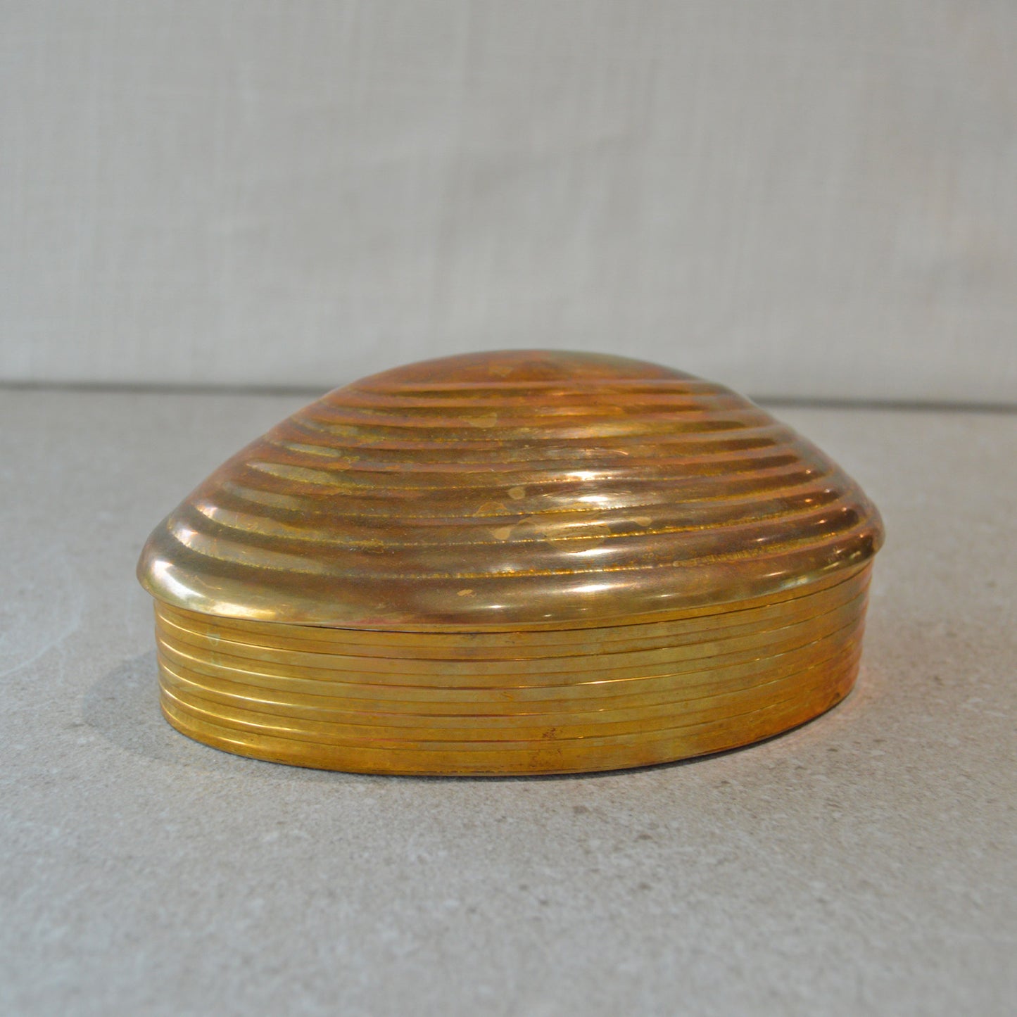 Vintage Brass Seashell Oyster Hinged Trinket Box