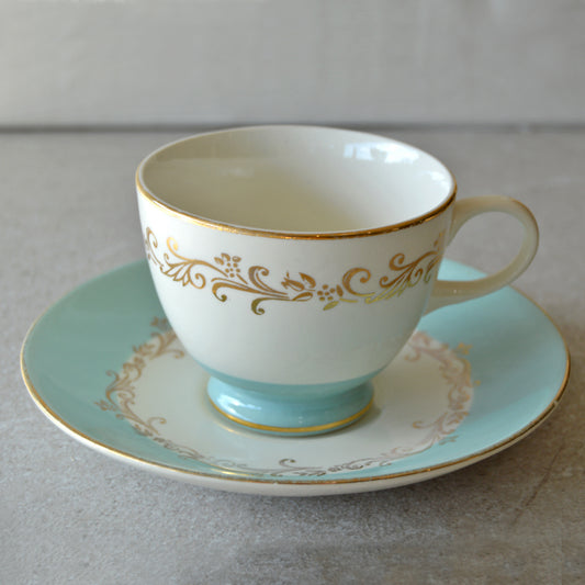 Vintage Homer Laughlin Lifetime Gold Crown Cup & Saucer (1960s)