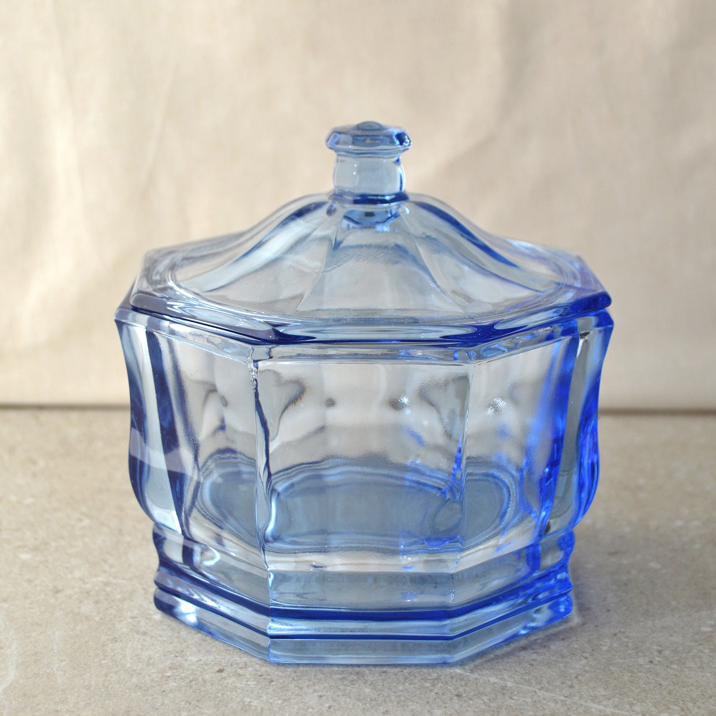 Vintage Indiana Glass Concord Blue Candy Dish with Lid