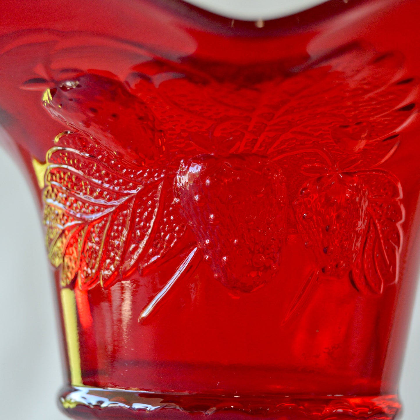 Vintage LG Wright Ruby Red Compote with Fruit Pattern (1960s)