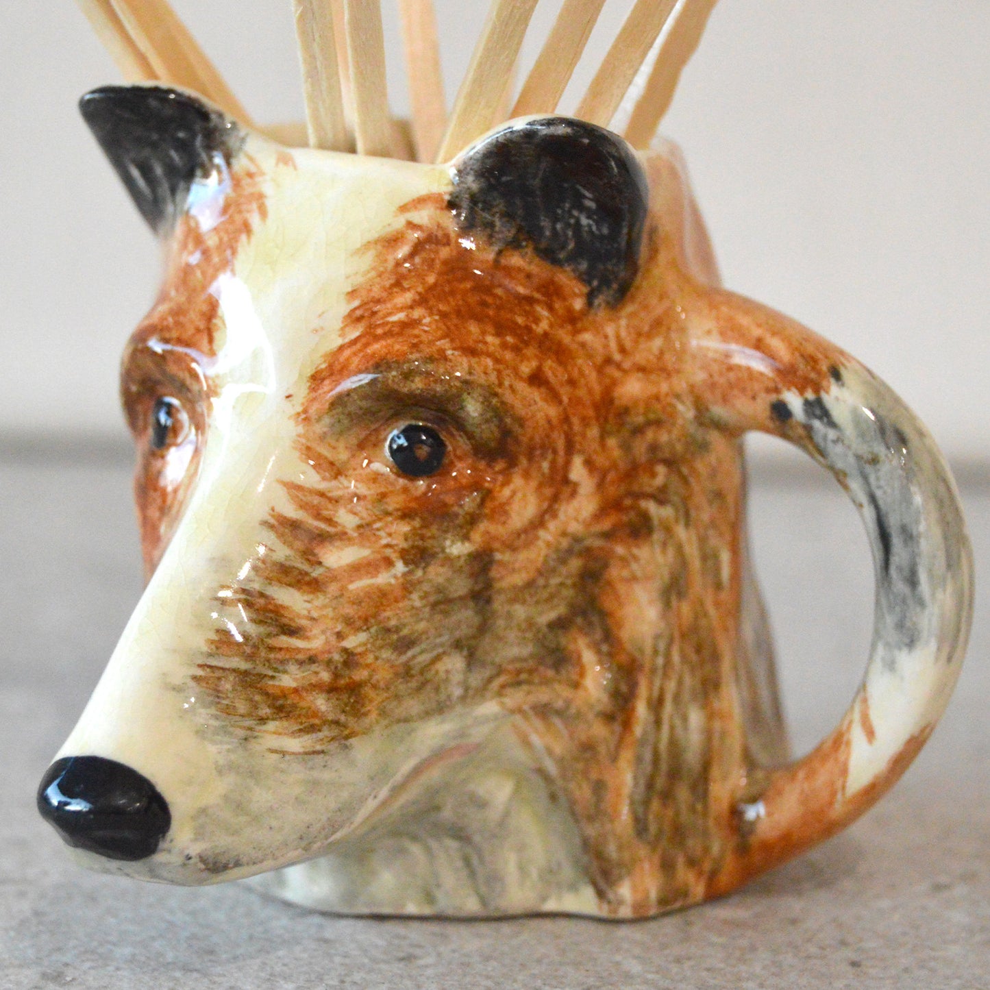 Vintage Lancaster Sandland Hand Painted Collie Dog Toby Mug, Made in England with Matchsticks and Striker: Matchstick Holder