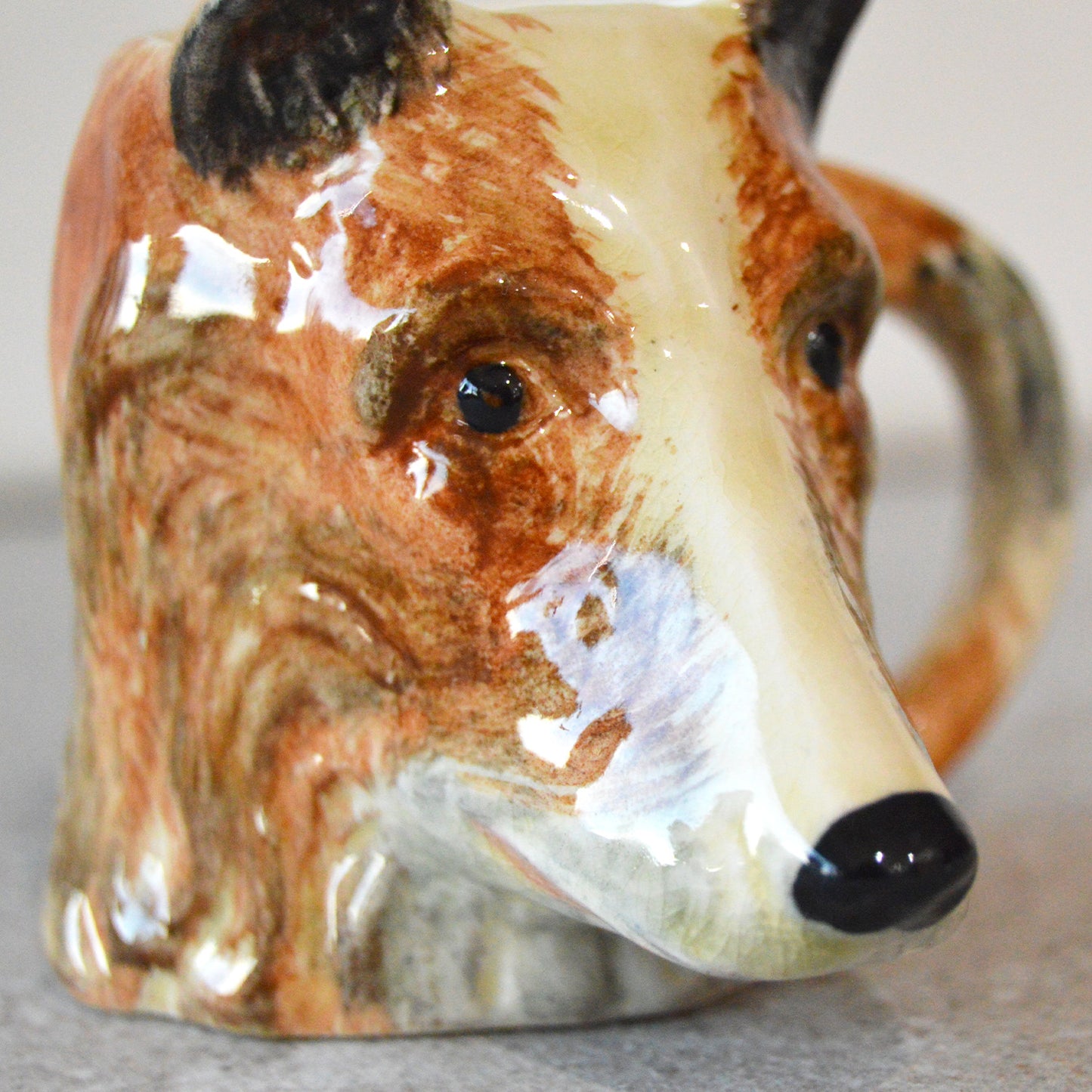 Vintage Lancaster Sandland Hand Painted Collie Dog Toby Mug, Made in England with Matchsticks and Striker: Matchstick Holder