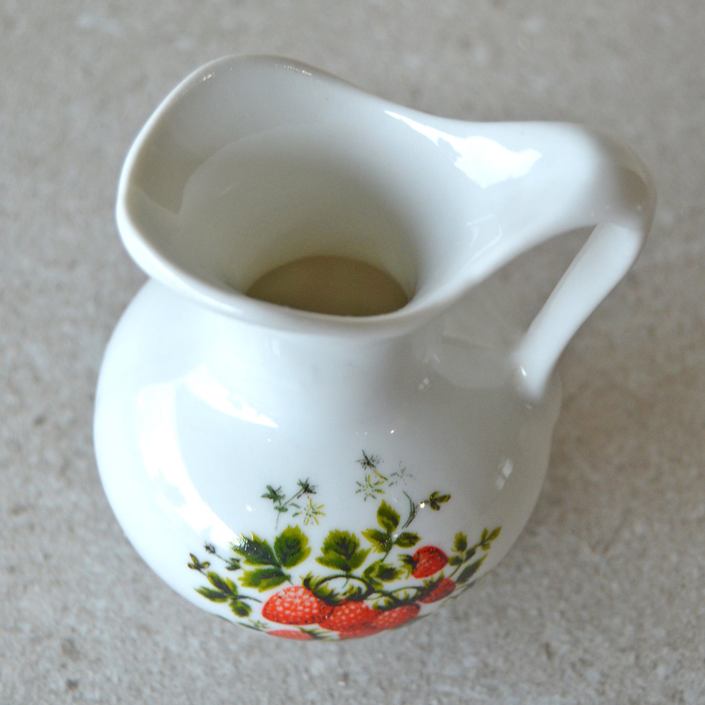 Vintage White Creamer with Strawberries Matchsticks and Striker: Matchstick Holder