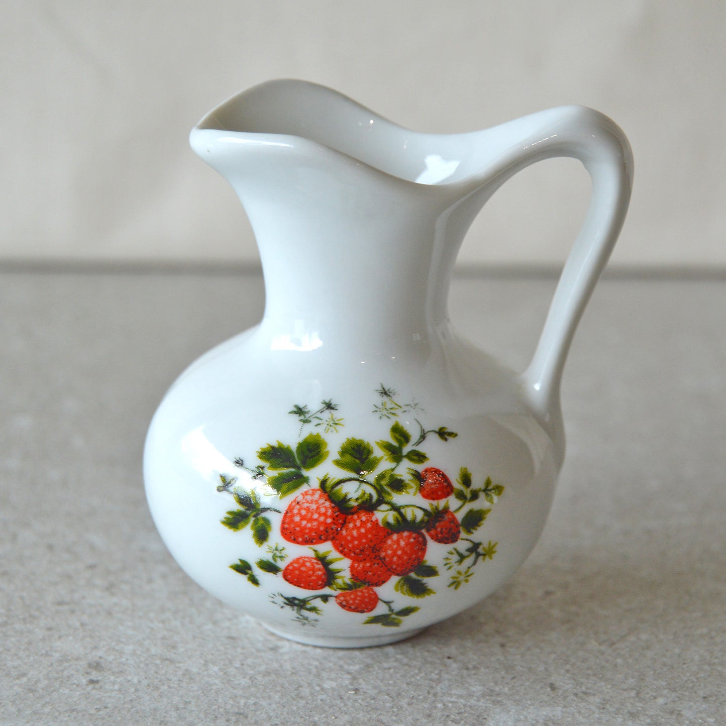 Vintage White Creamer with Strawberries Matchsticks and Striker: Matchstick Holder