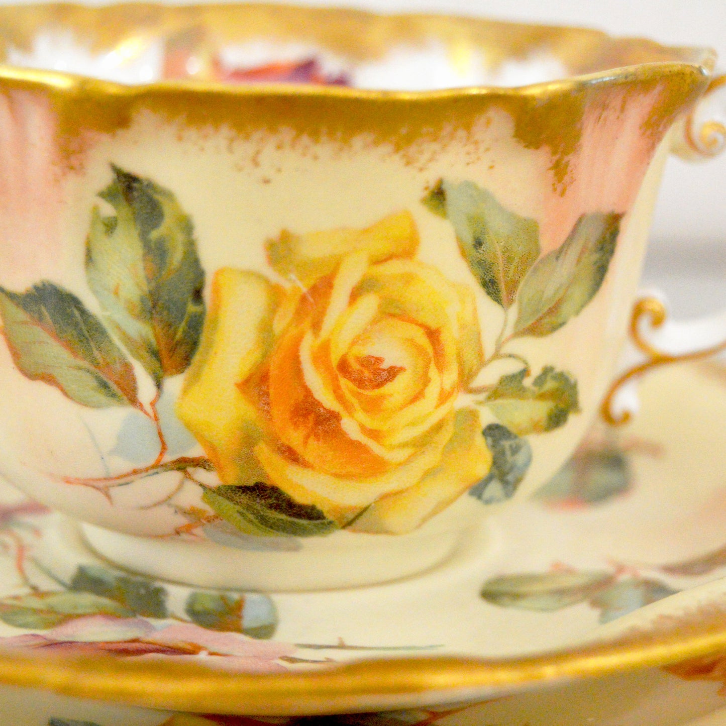 Vintage Bone China Rose Hammersely & Co Teacup, Saucer & Plate Set (China, 1970s)